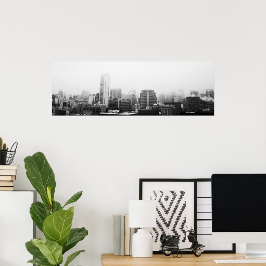 Zwart-wit Cityscape Poster (Thuiskantoor)