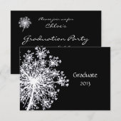 Zwart Wit Classic Afstuderen Queen Anne Lace Kaart (Voorkant / Achterkant)