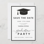 Zwart-wit Classic Afstuderen Save the Date Kaart (Voorkant)