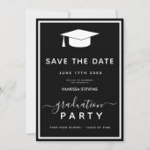 Zwart-wit Classic Afstuderen Save the Date Kaart (Voorkant)