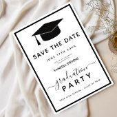 Zwart-wit Classic Afstuderen Save the Date Kaart