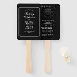 Zwart-wit Classic Art Deco Wedding Programma Handwaaier