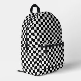 Zwart-wit Classic Check Pattern Bedrukte Rugzak
