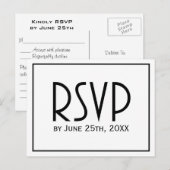Zwart-wit Classic Eenvoudige Huwelijk RSVP Uitnodiging Briefkaart (Voorkant / Achterkant)