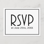 Zwart-wit Classic Eenvoudige Huwelijk RSVP Uitnodiging Briefkaart (Voorkant)