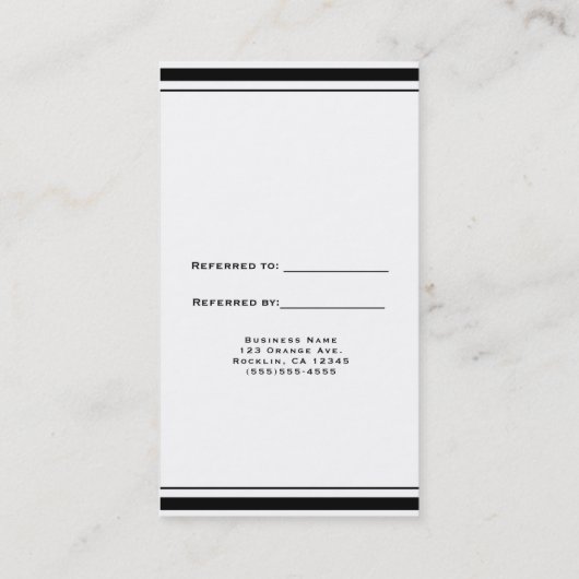 Zwart & Wit Classic Elegant Chic Verwijs een vrien Aanbevelingskaartje (Achterkant)