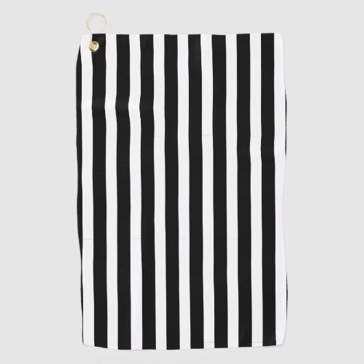 Zwart-wit Classic Gestreept Golfhanddoek (Voorkant)