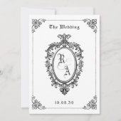 Zwart-wit Classic gothic bruiloft uitnodiging (Voorkant)