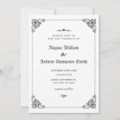 Zwart-wit Classic gothic bruiloft uitnodiging (Achterkant)