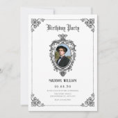 Zwart-wit Classic gothic foto verjaardag Kaart (Voorkant)