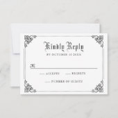 Zwart-wit Classic gothic RSVP Kaartje (Voorkant)