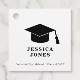 Zwart & Wit Classic Graduation Cap Klasse van 2021 Bedankjes Labels