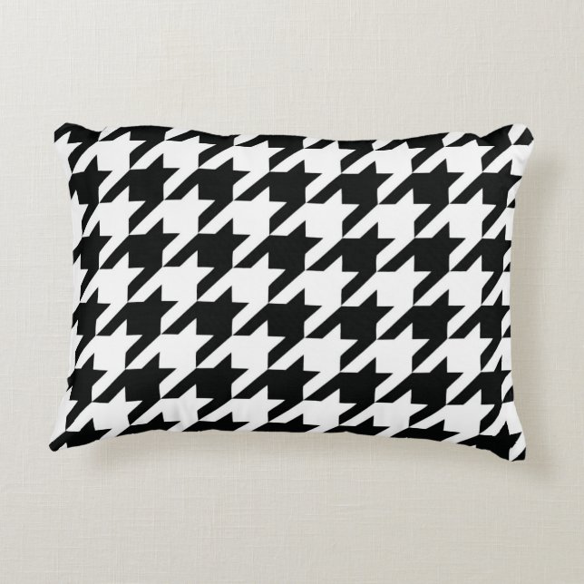 Zwart Wit Classic Houndstooth Check Accent Kussen (Achterkant)