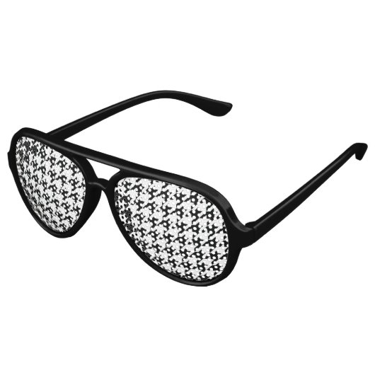 Zwart Wit Classic Houndstooth Check Aviator Zonnebril (Gekanteld)