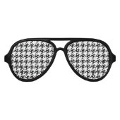 Zwart Wit Classic Houndstooth Check Aviator Zonnebril (Voorkant)