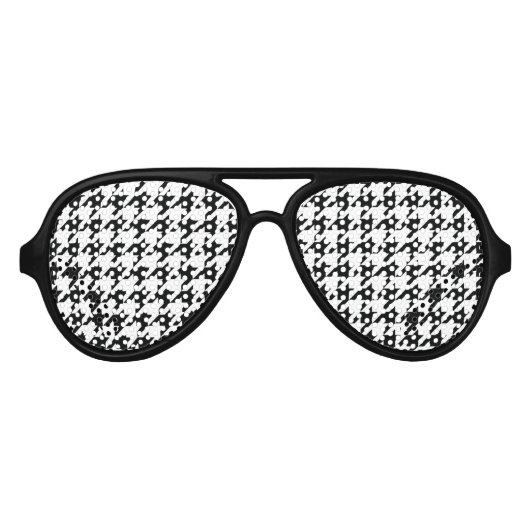 Zwart Wit Classic Houndstooth Check Aviator Zonnebril (Voorkant)