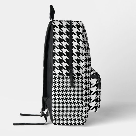 Zwart Wit Classic Houndstooth Check Bedrukte Rugzak (Links)