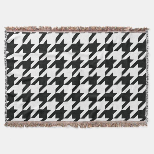 Zwart Wit Classic Houndstooth Check Deken (Voorkant)