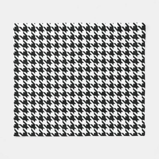 Zwart Wit Classic Houndstooth Check Fleece Deken (Voorkant (Horizontaal))