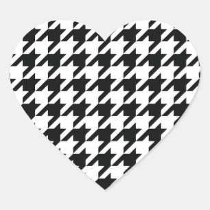 Zwart Wit Classic Houndstooth Check Hart Sticker