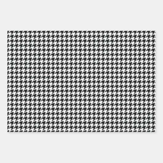 Zwart Wit Classic Houndstooth Check Inpakpapier Vel (Voorkant 3)