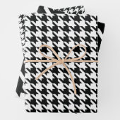 Zwart Wit Classic Houndstooth Check Inpakpapier Vel (In situ)