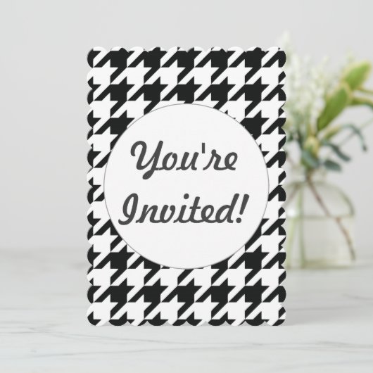 Zwart Wit Classic Houndstooth Check Kaart (Staand voorkant)