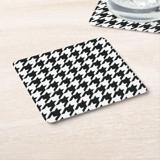 Zwart Wit Classic Houndstooth Check Kartonnen Onderzetters (Schuin)