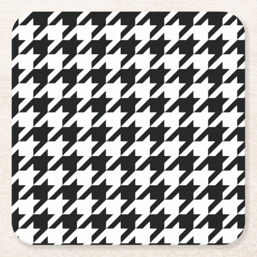 Zwart Wit Classic Houndstooth Check Kartonnen Onderzetters (Voorkant)
