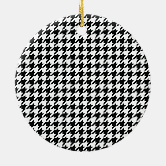 Zwart Wit Classic Houndstooth Check Keramisch Ornament (Achterkant)