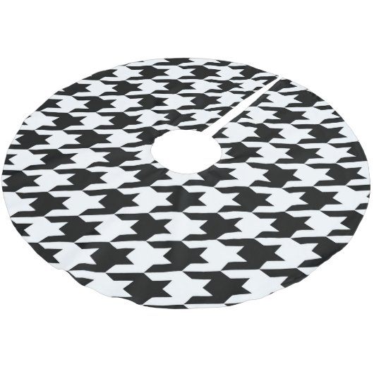 Zwart Wit Classic Houndstooth Check Kerstboom Rok (Gekanteld)