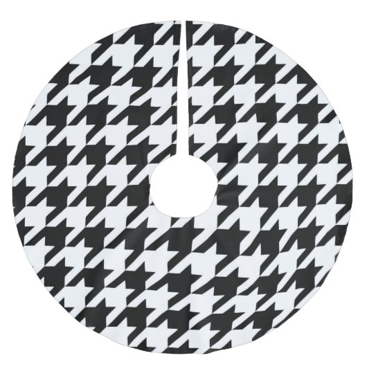 Zwart Wit Classic Houndstooth Check Kerstboom Rok (Voorkant)