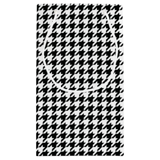 Zwart Wit Classic Houndstooth Check Klein Cadeauzakje (Achterkant)