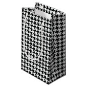 Zwart Wit Classic Houndstooth Check Klein Cadeauzakje (Voorkant Gekanteld)