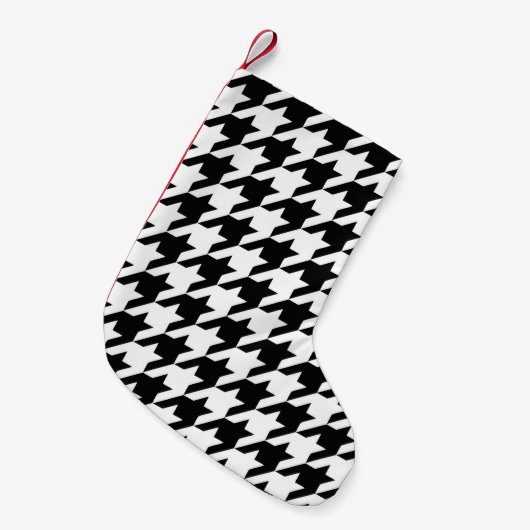 Zwart Wit Classic Houndstooth Check Kleine Kerstsok (Voorkant (Hangend))