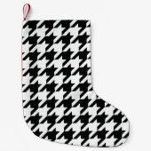 Zwart Wit Classic Houndstooth Check Kleine Kerstsok (Voorkant)