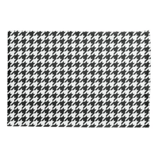 Zwart Wit Classic Houndstooth Check Kussensloop (Achterkant-Links)