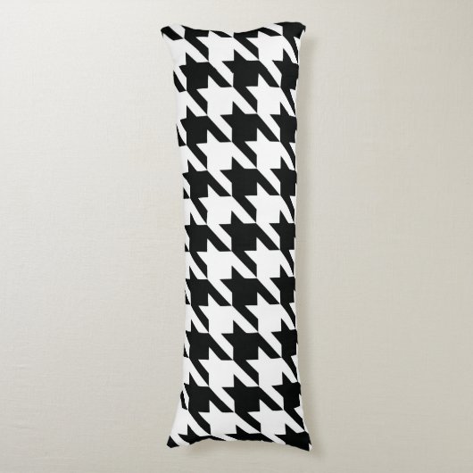 Zwart Wit Classic Houndstooth Check Lichaamskussen (Voorkant Verticaal)