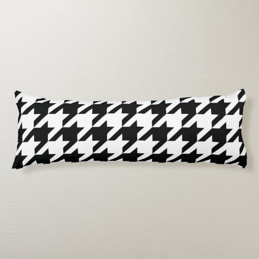 Zwart Wit Classic Houndstooth Check Lichaamskussen (Voorkant)