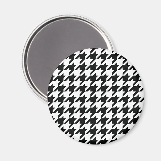 Zwart Wit Classic Houndstooth Check Magneet (Voorkant / Achterkant)