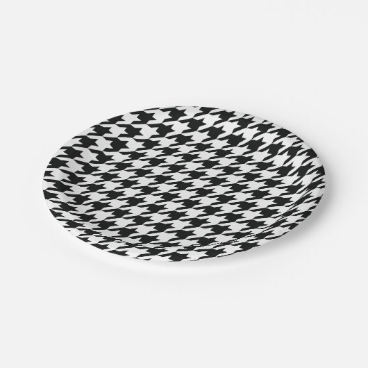 Zwart Wit Classic Houndstooth Check Papieren Bordje (Gekanteld)