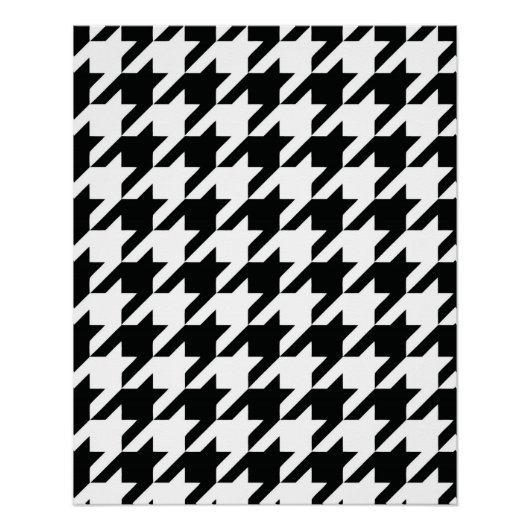 Zwart Wit Classic Houndstooth Check Perfect Poster (Voorkant)