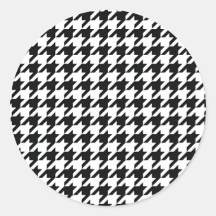 Zwart Wit Classic Houndstooth Check Ronde Sticker