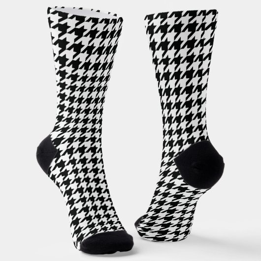 Zwart Wit Classic Houndstooth Check Sokken (Gebogen)