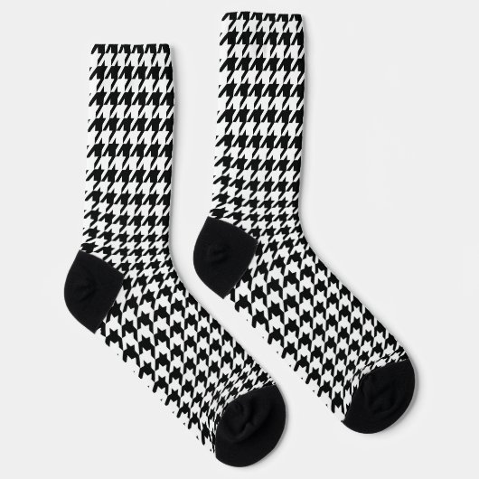 Zwart Wit Classic Houndstooth Check Sokken (Rechts)