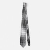 Zwart Wit Classic Houndstooth Check Stropdas (Voorkant)
