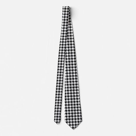 Zwart Wit Classic Houndstooth Check Stropdas (Achterkant)