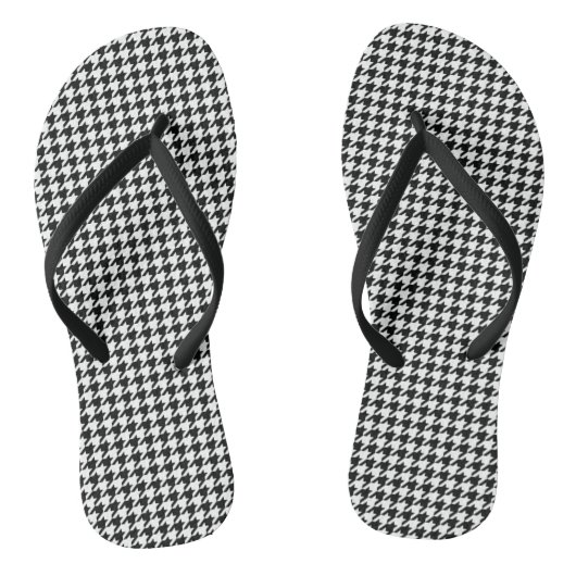 Zwart Wit Classic Houndstooth Check Teenslippers (Voetbed)