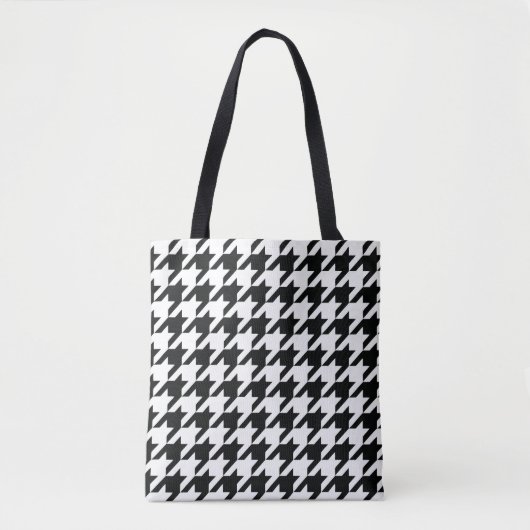 Zwart Wit Classic Houndstooth Check Tote Bag (Voorkant)