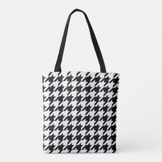 Zwart Wit Classic Houndstooth Check Tote Bag (Achterkant)